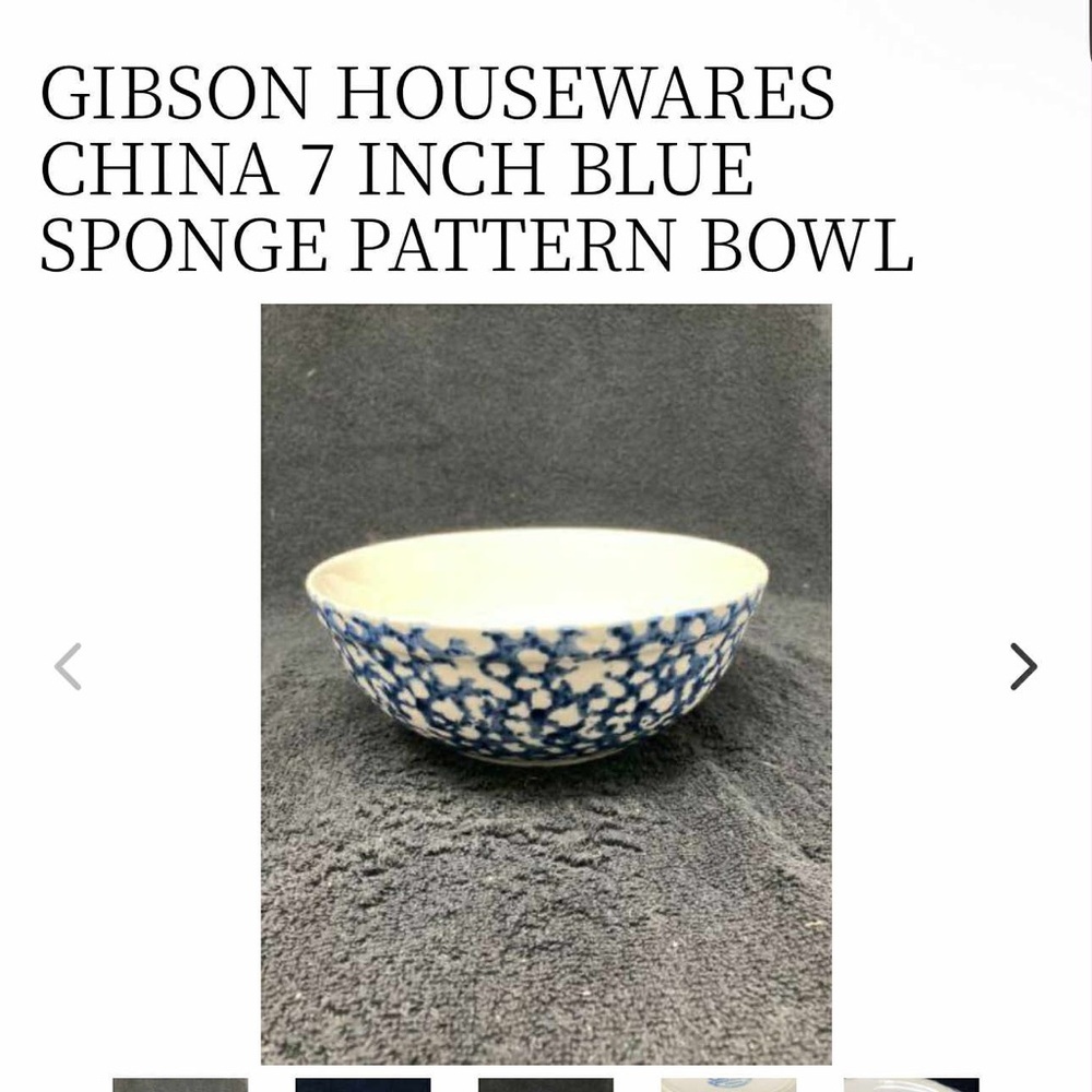 Gibson Housewares Blue Sponge Pattern Bowl like new